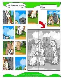 Puzzle Kes Yapıştır Çalışma Sayfaları